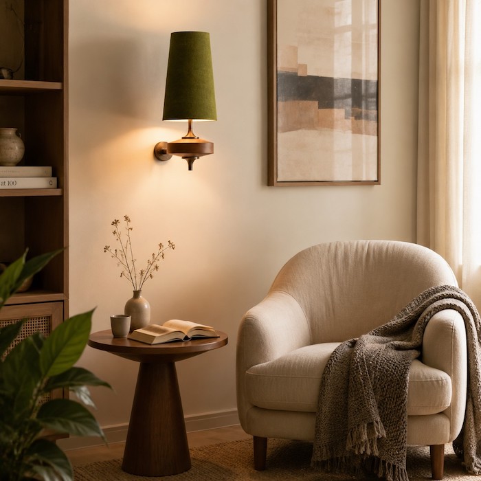 cozy-reading-nook-wood-fabric-lamp