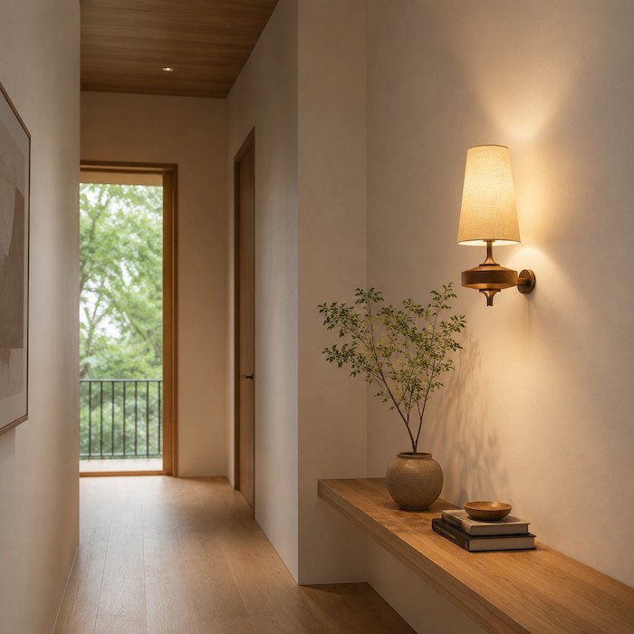 japandi-hallway-wood-wall-lamp