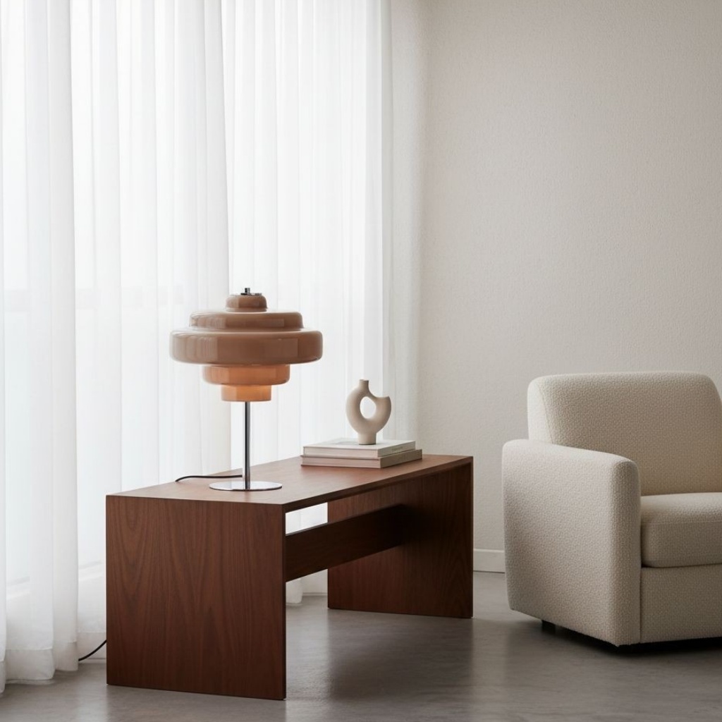 Taupe Koloro lamp on a console table