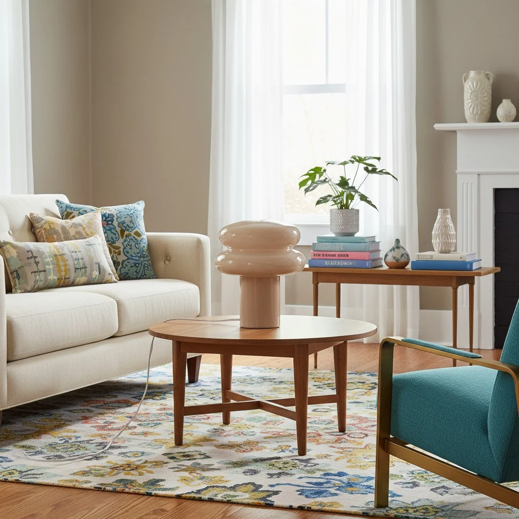 Small Opal Table Lamp in a colorful living room