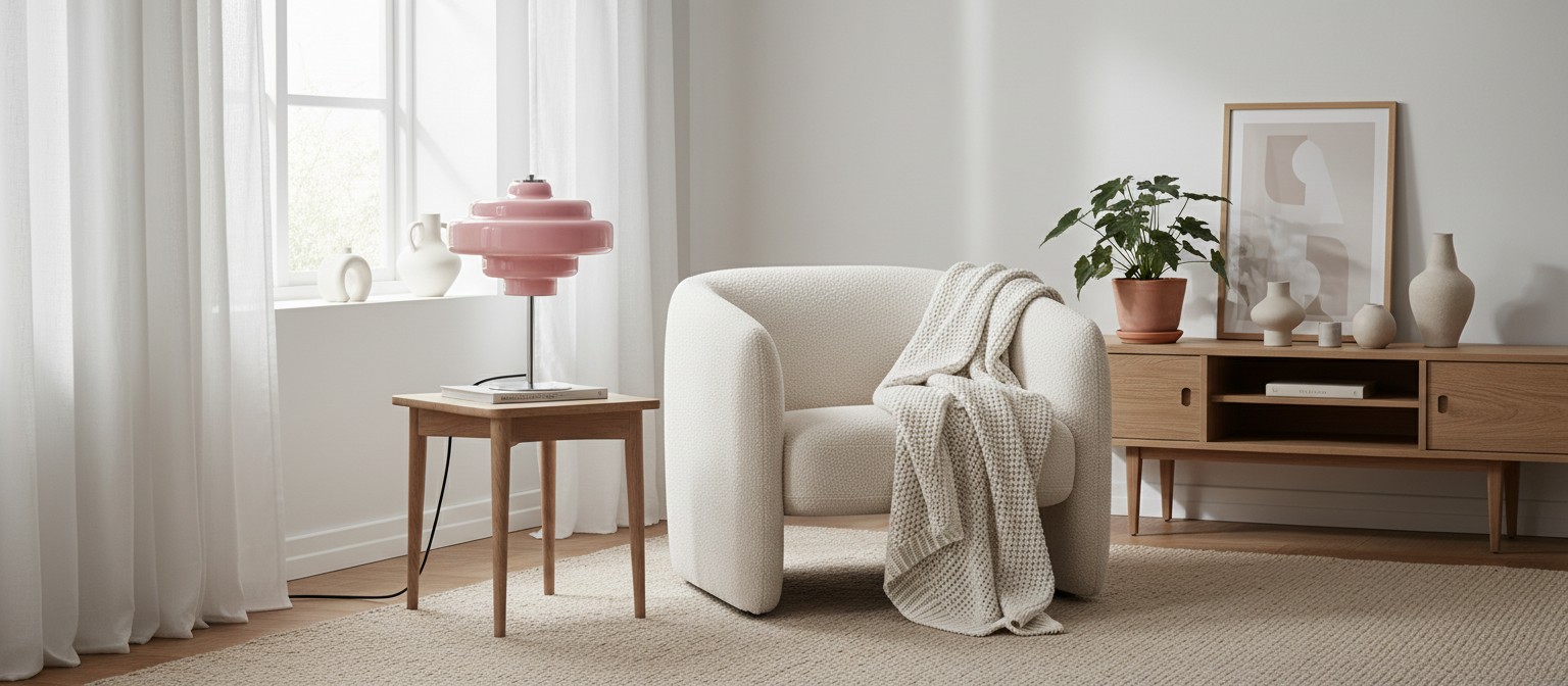 Koloro glass table lamp in a living room