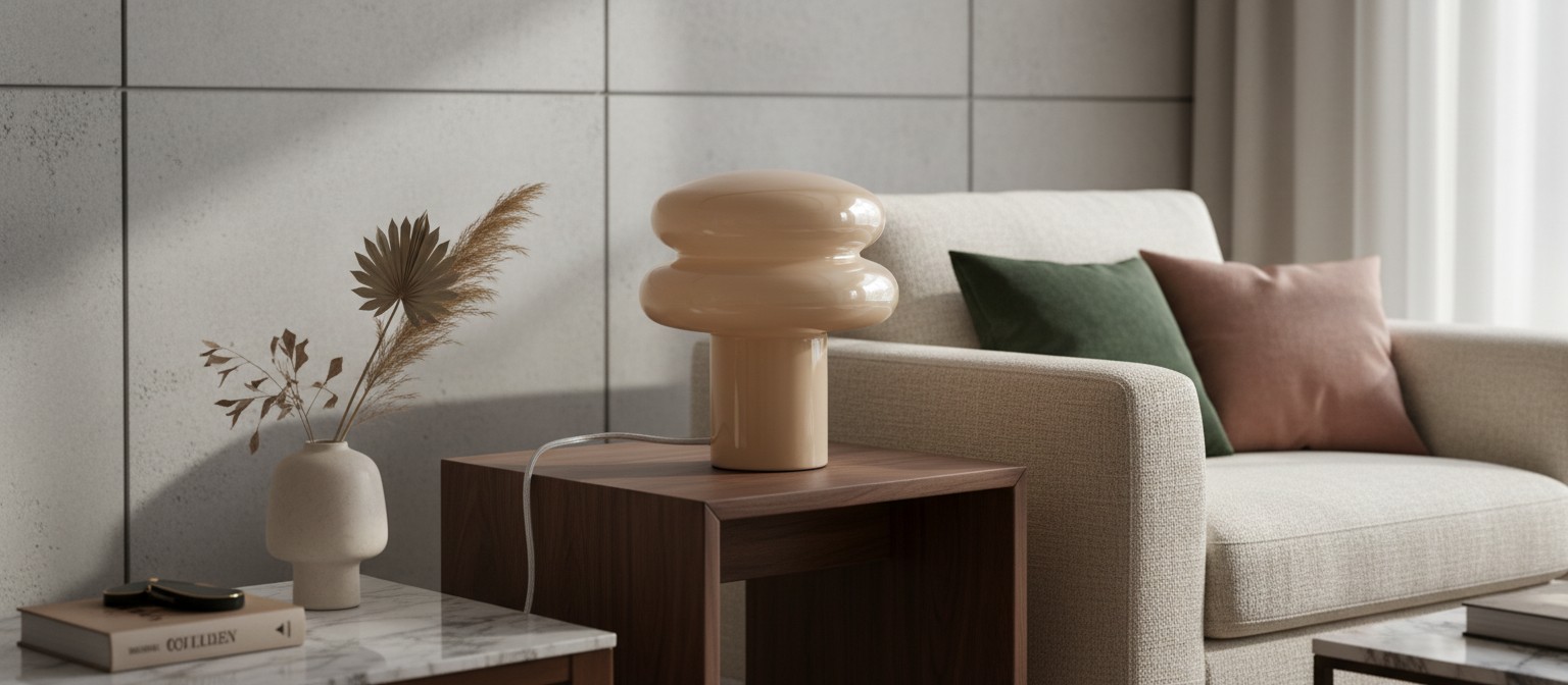 Small Opal Table Lamp in a softly styled living room