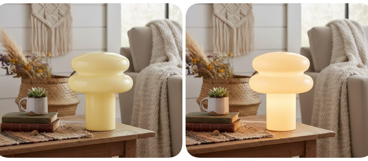 Small Opal Table Lamp lighting effects