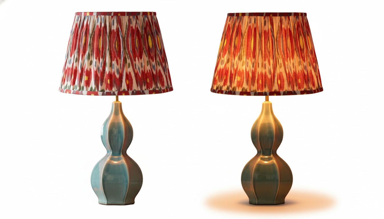Thalune table lamp light off and light on comparison