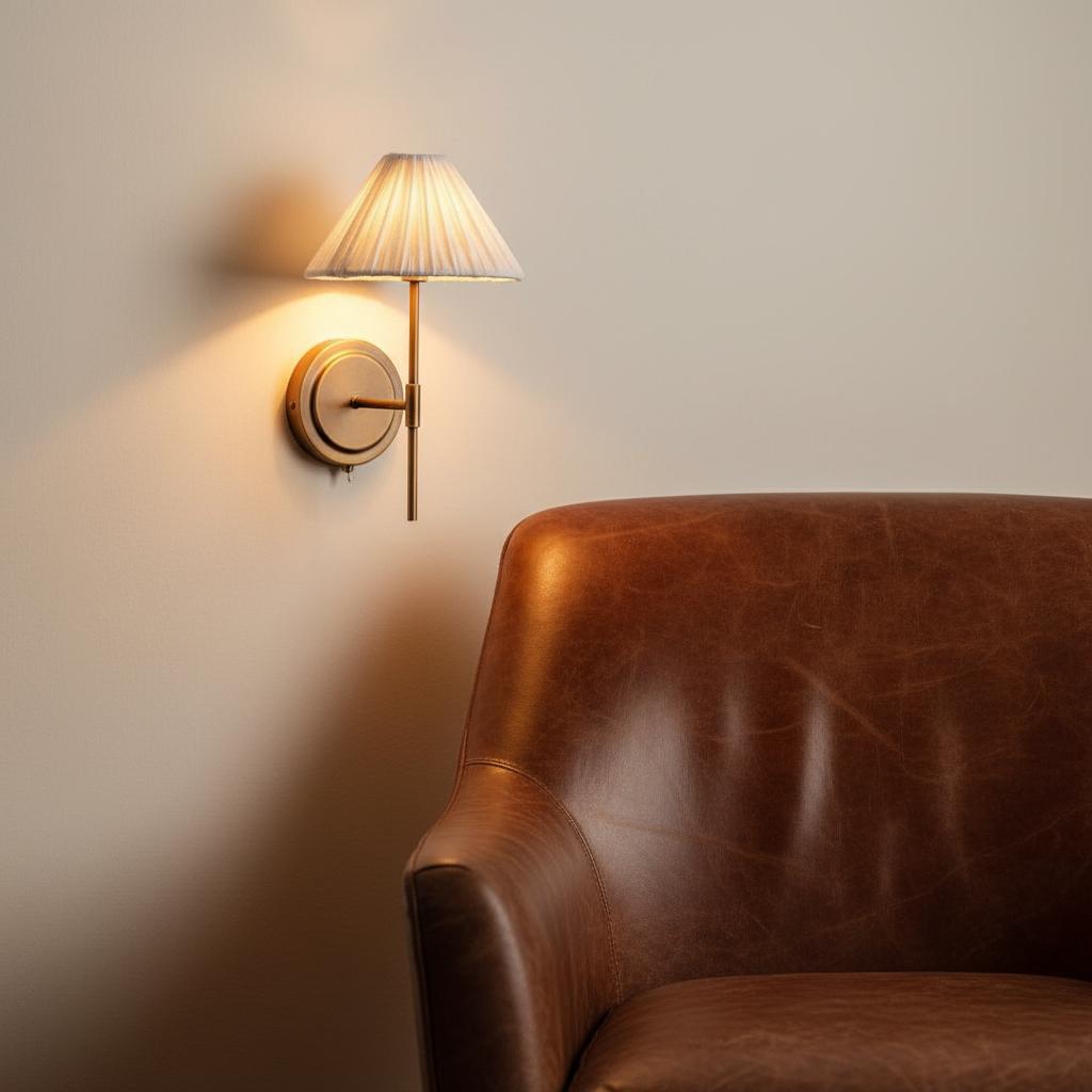 Lindi wall light beside a leather chair