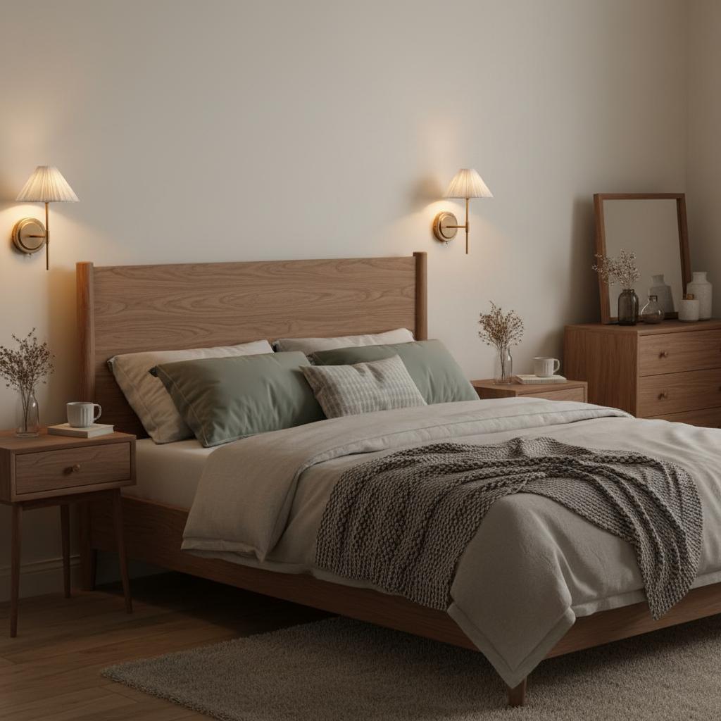 Lindi wall lights in bedroom scene