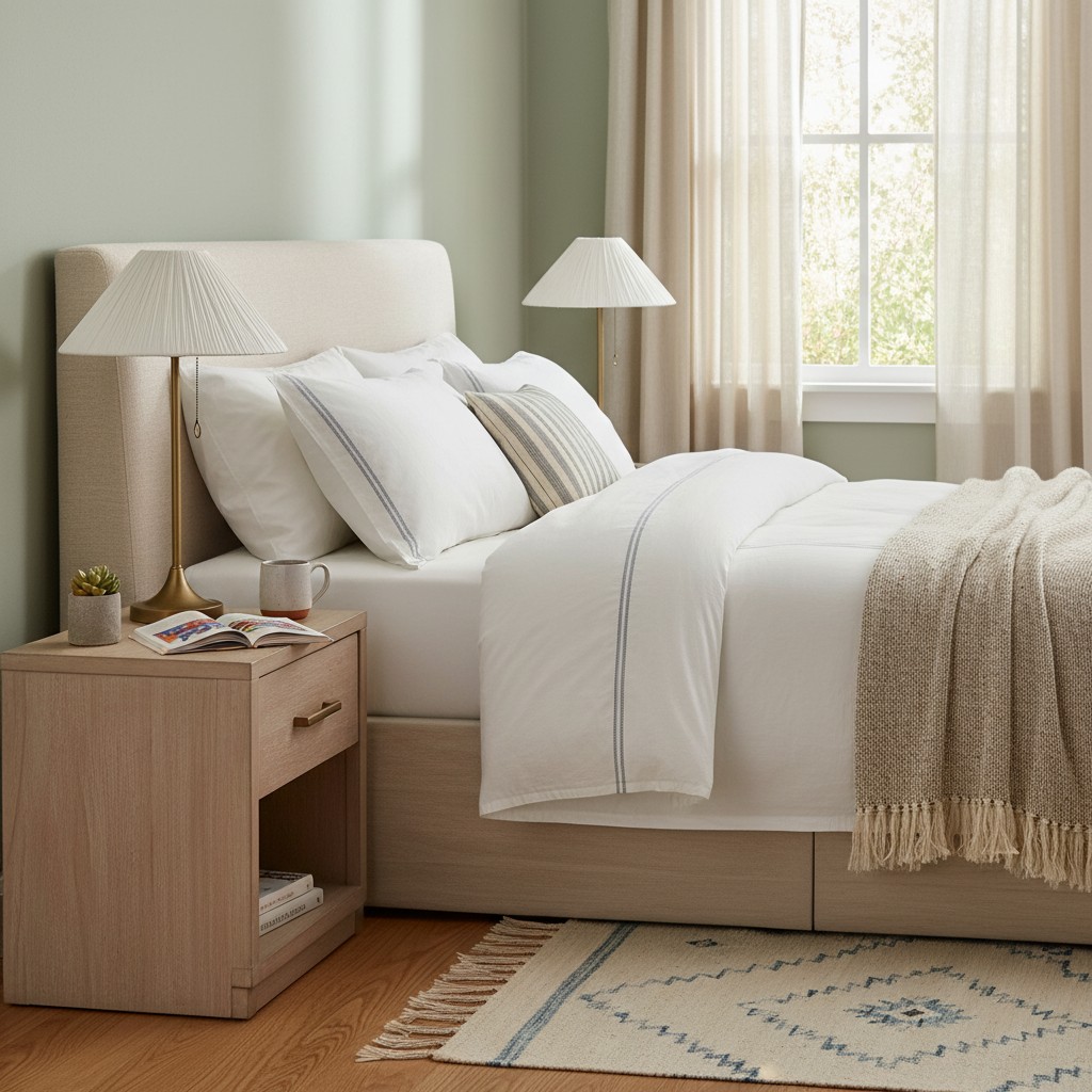 Lindi table lamp beside a bedroom nightstand