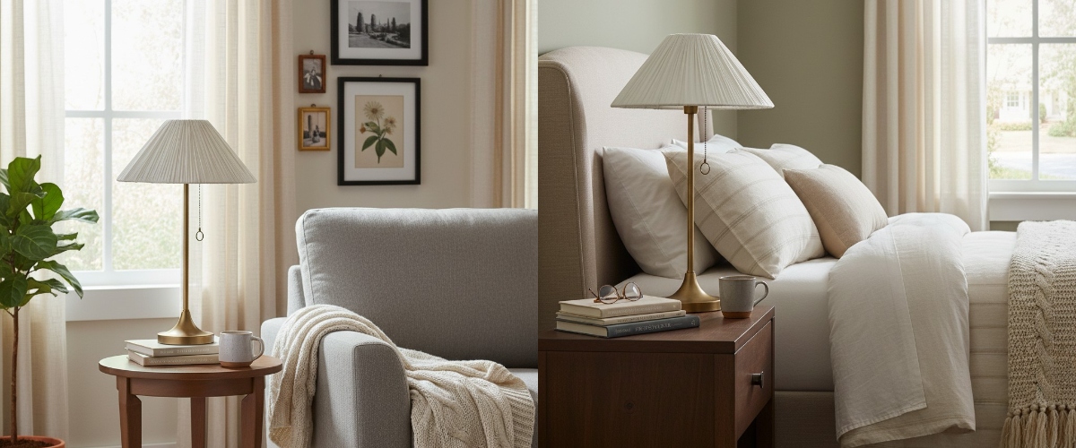 Lindi Vintage Table Lamp in a cozy room