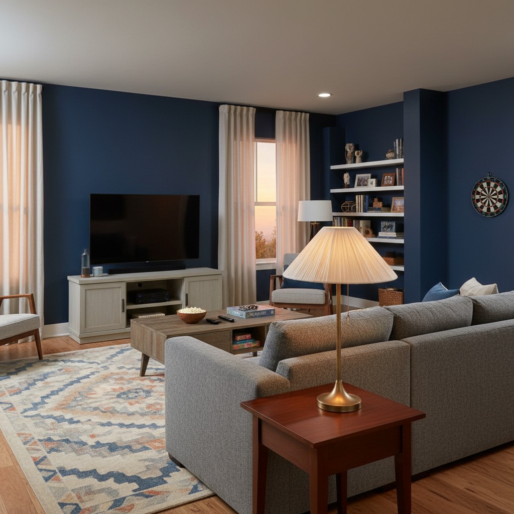 Lindi table lamp glowing in a living room
