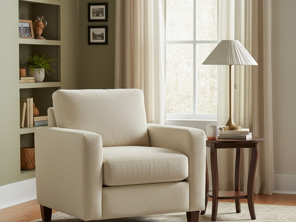 Lindi table lamp styled beside an armchair