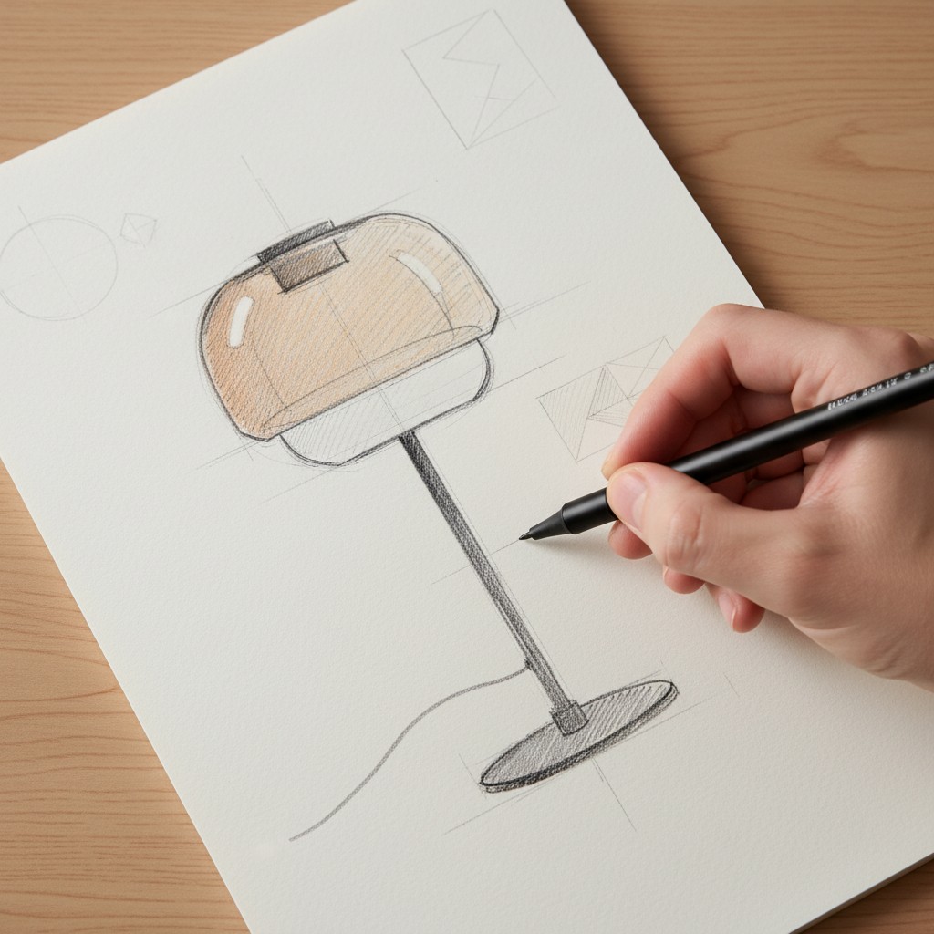 Clinco table lamp design sketch