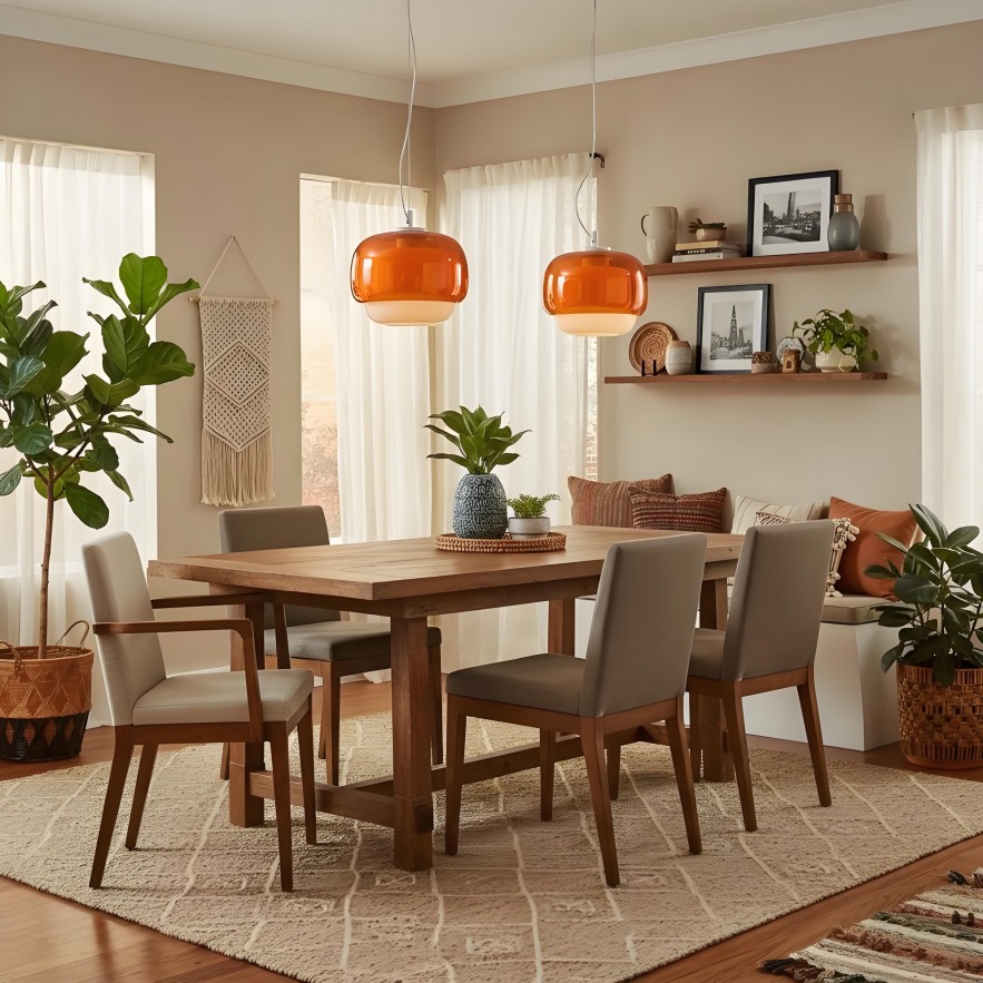 Clinco pendant above a dining table