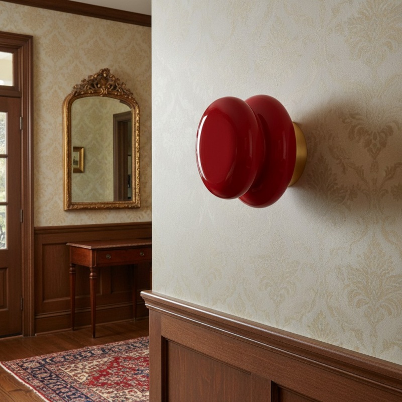 Opal glass wall lamp in a hallway