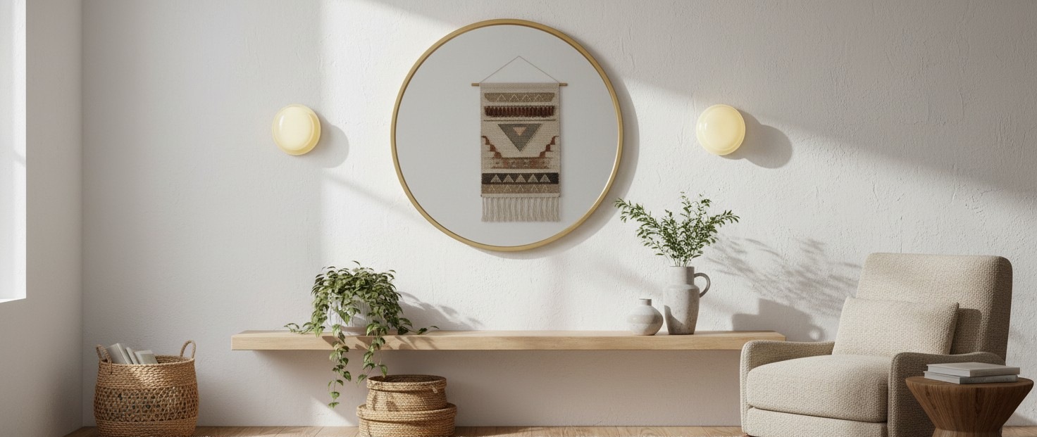 Vintage opal glass wall lamp in a living room