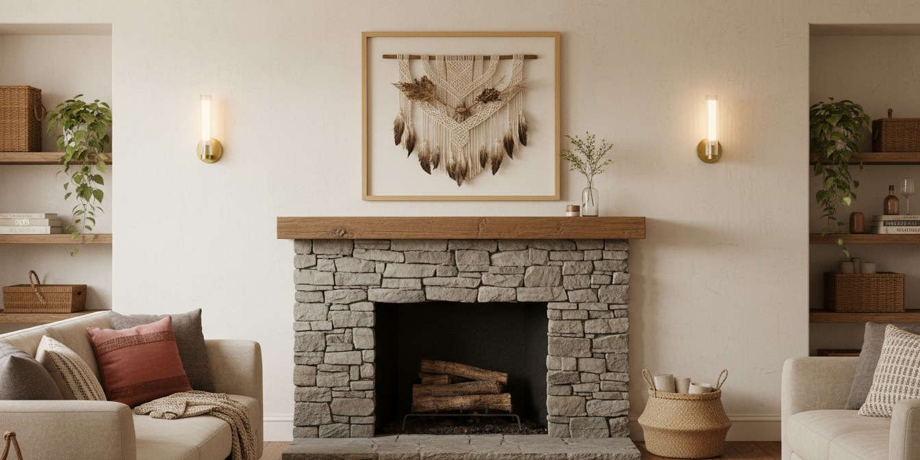 Rivora Ribbed Glass Wall Sconce in a styled living room