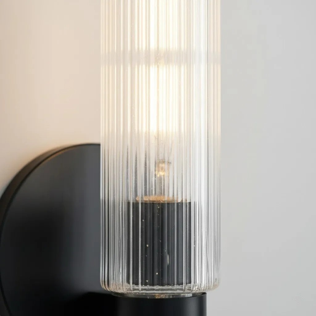 Ribbed glass shade detail with wall canopy