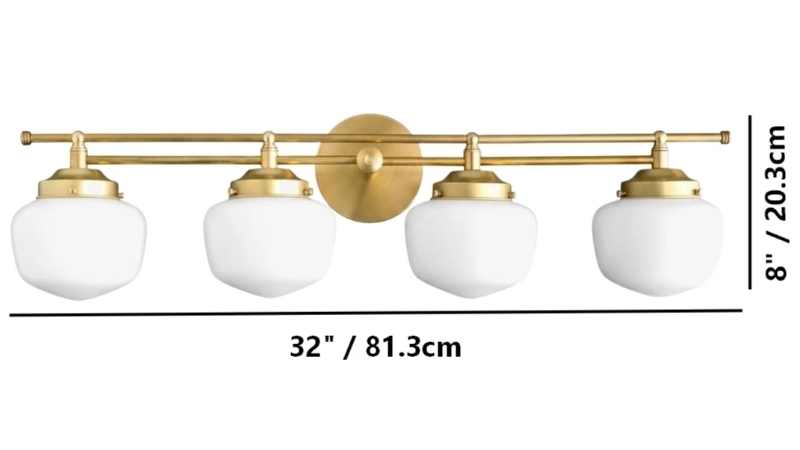 Four light Opalume wall sconce dimensions