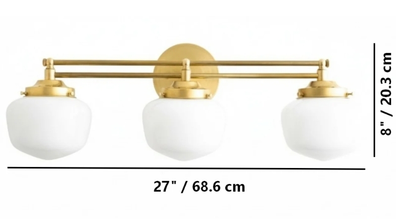 Three light Opalume wall sconce dimensions