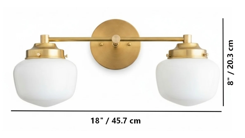 Two light Opalume wall sconce dimensions