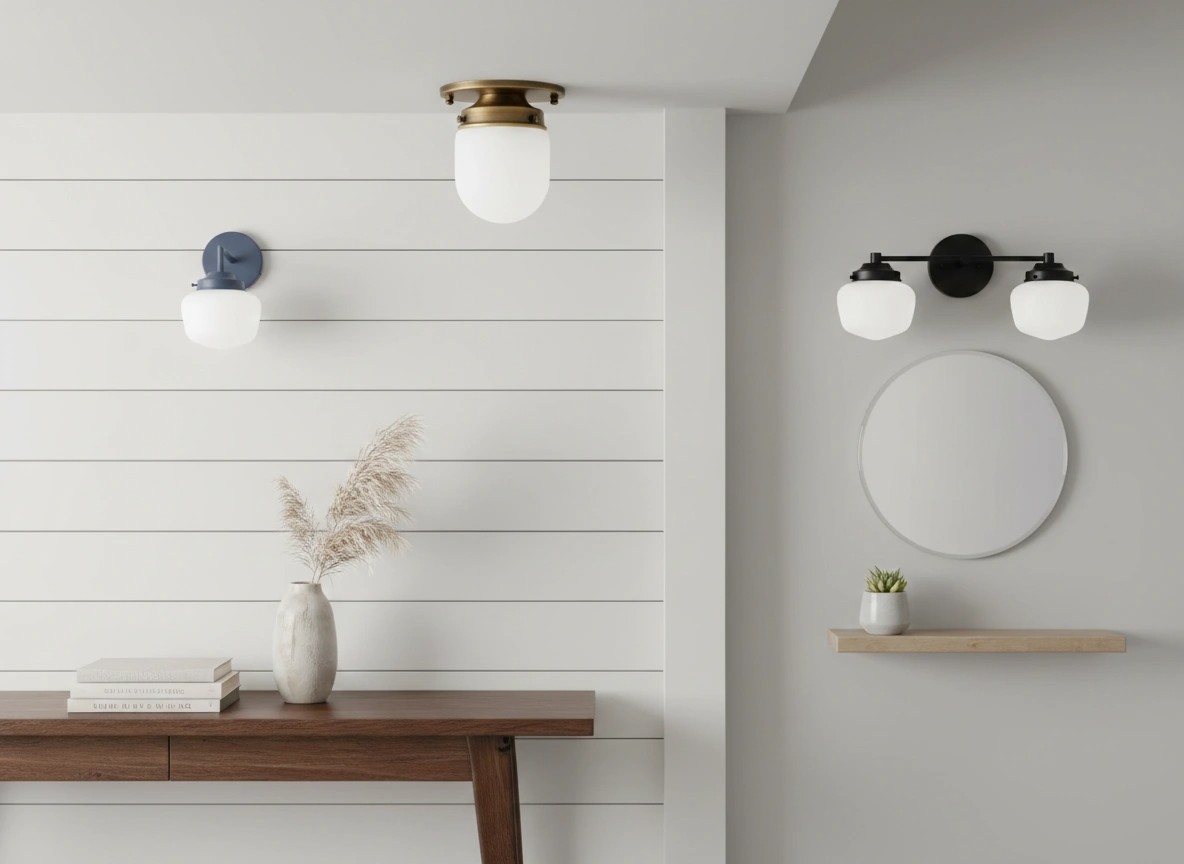 Opalume glass collection lighting in interior scenes