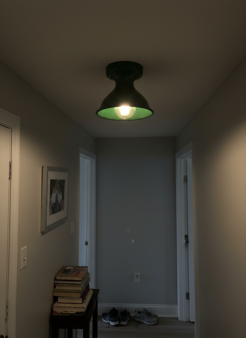 Customer photo of green Dravin ceiling light in hallway