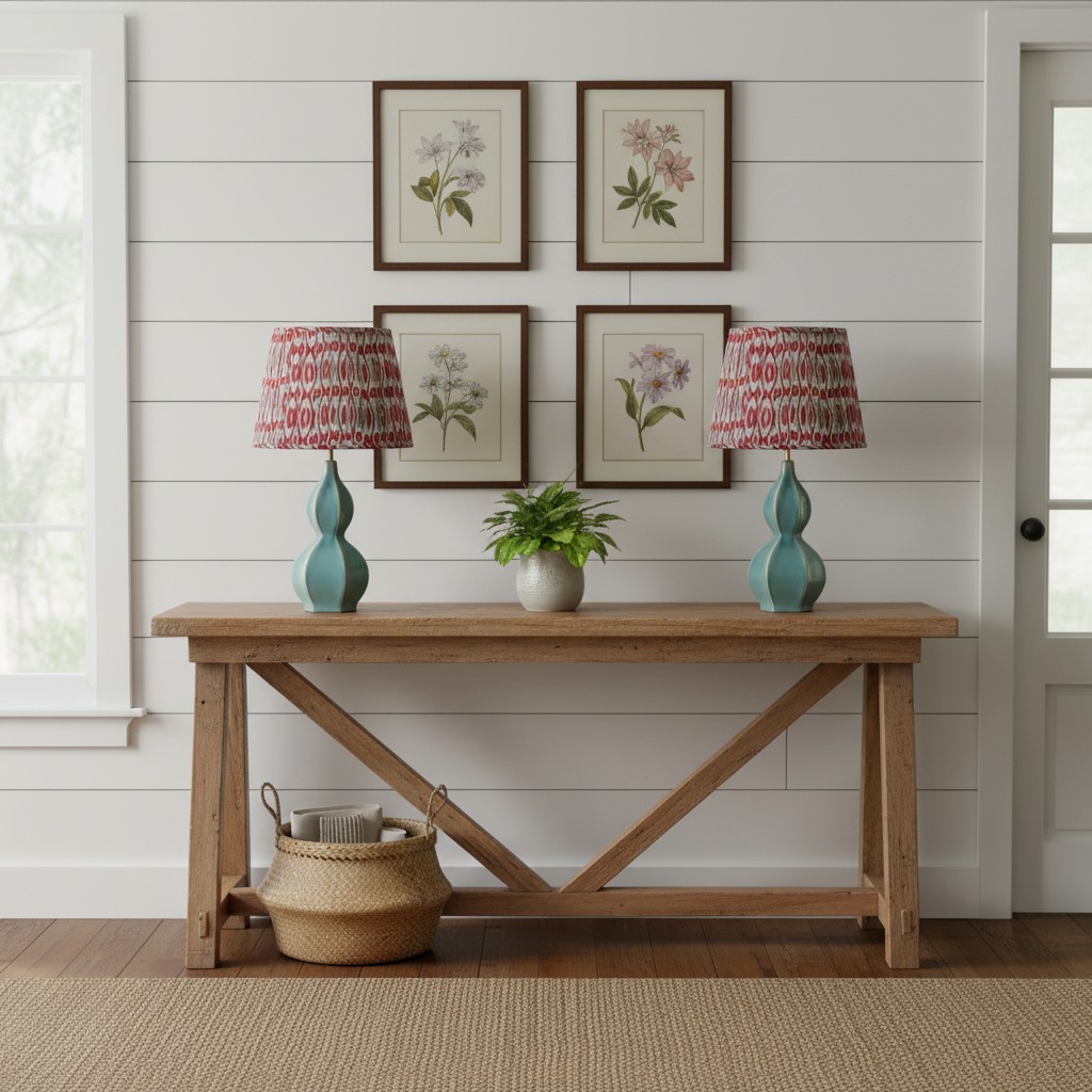 Pair of Thalune table lamps on a console table