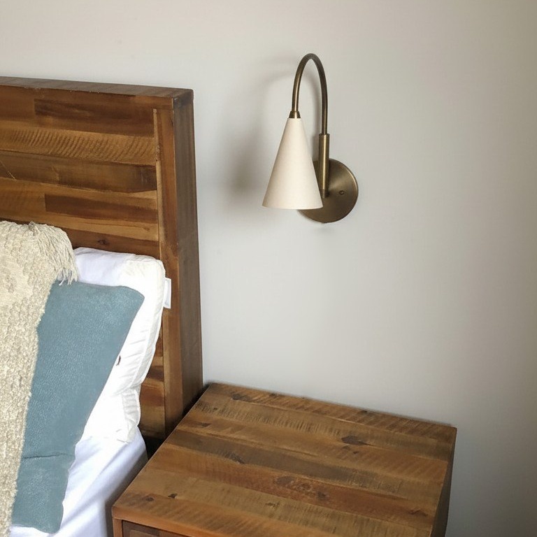 Customer photo of Curva wall sconce by a bed