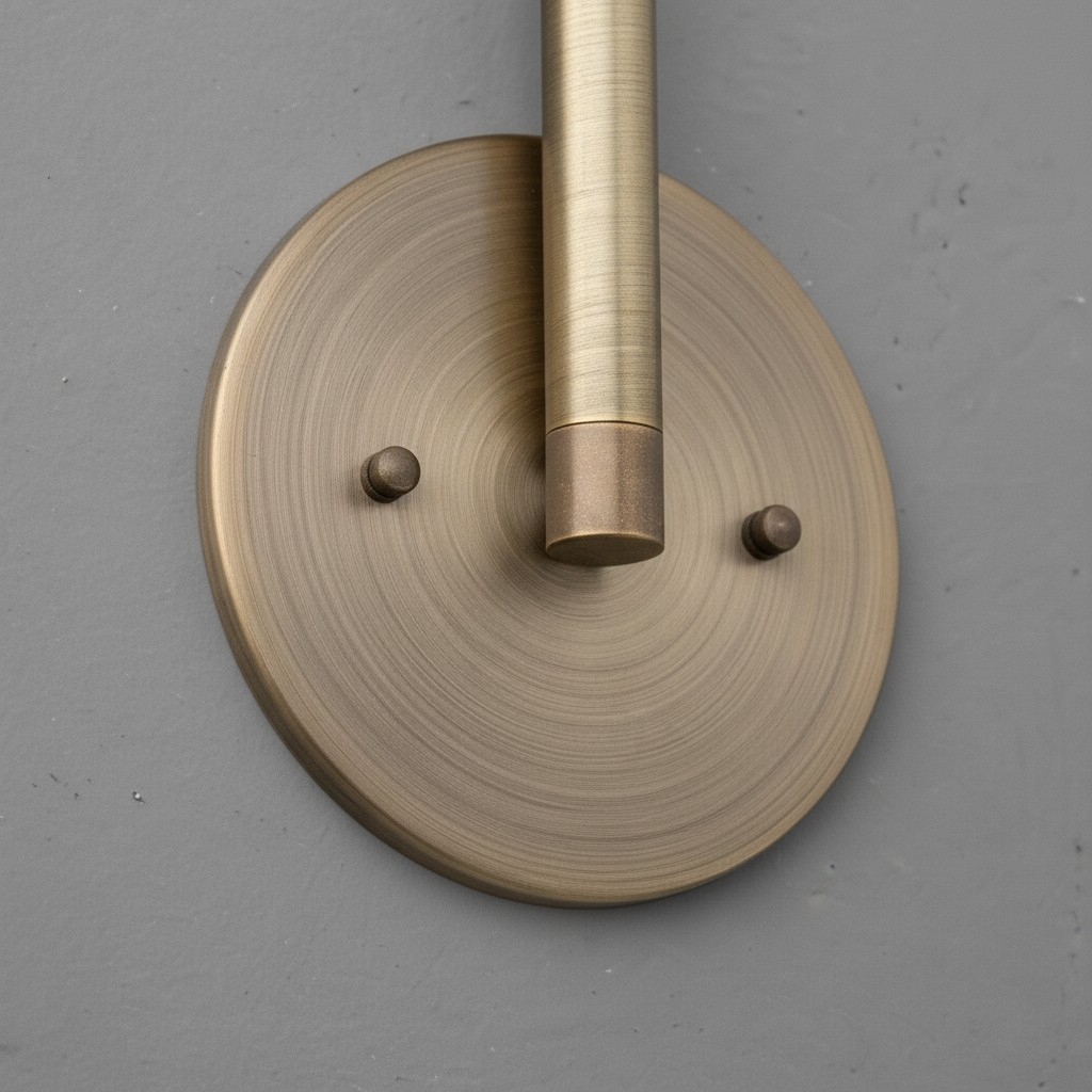 Round metal wall plate detail