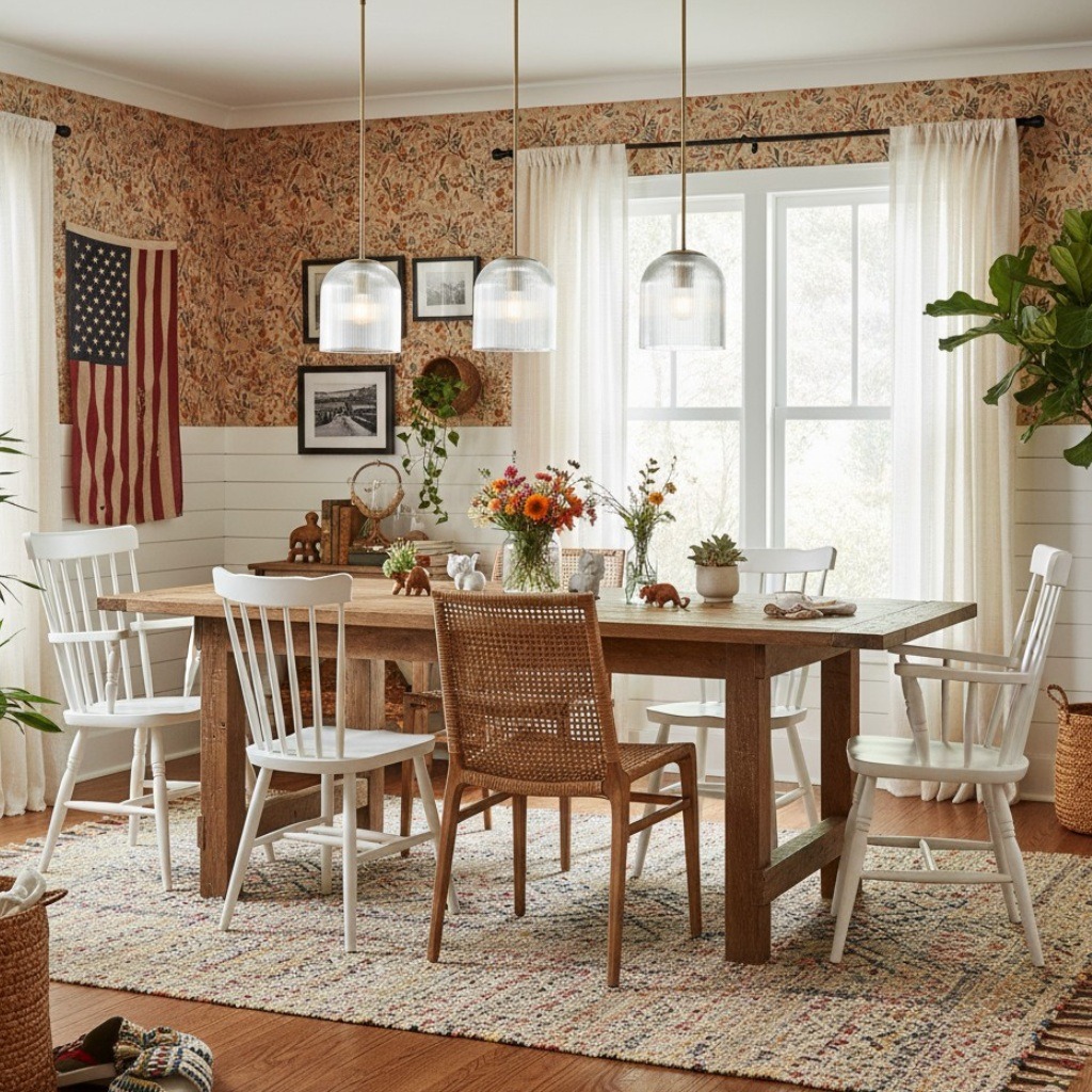 Bravira pendant lights over a warm dining table scene
