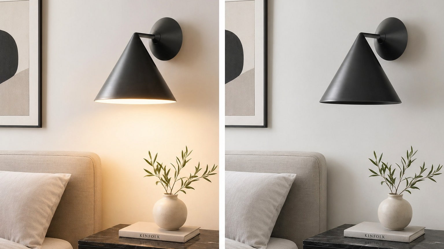 Brivana wall lamp lighting effect comparison