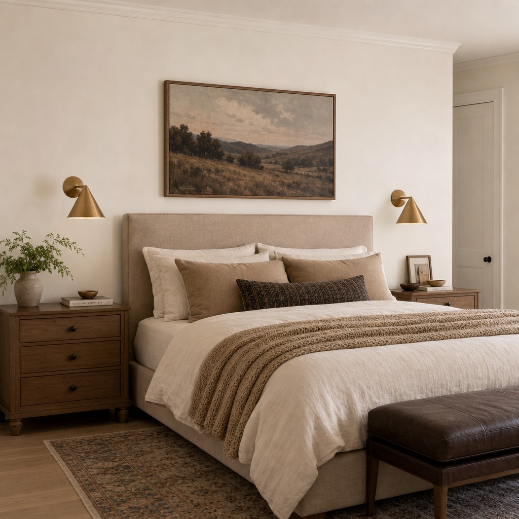 Champagne Brivana wall lamps in a bedroom