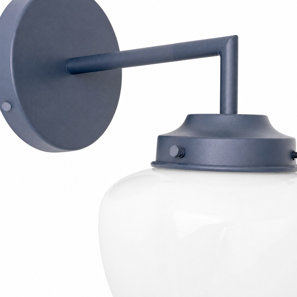 Opalume wall sconce metal arm detail