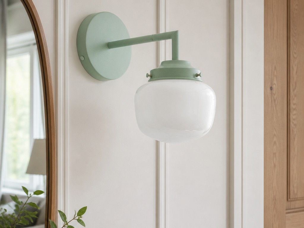 Opalume green wall sconce detail