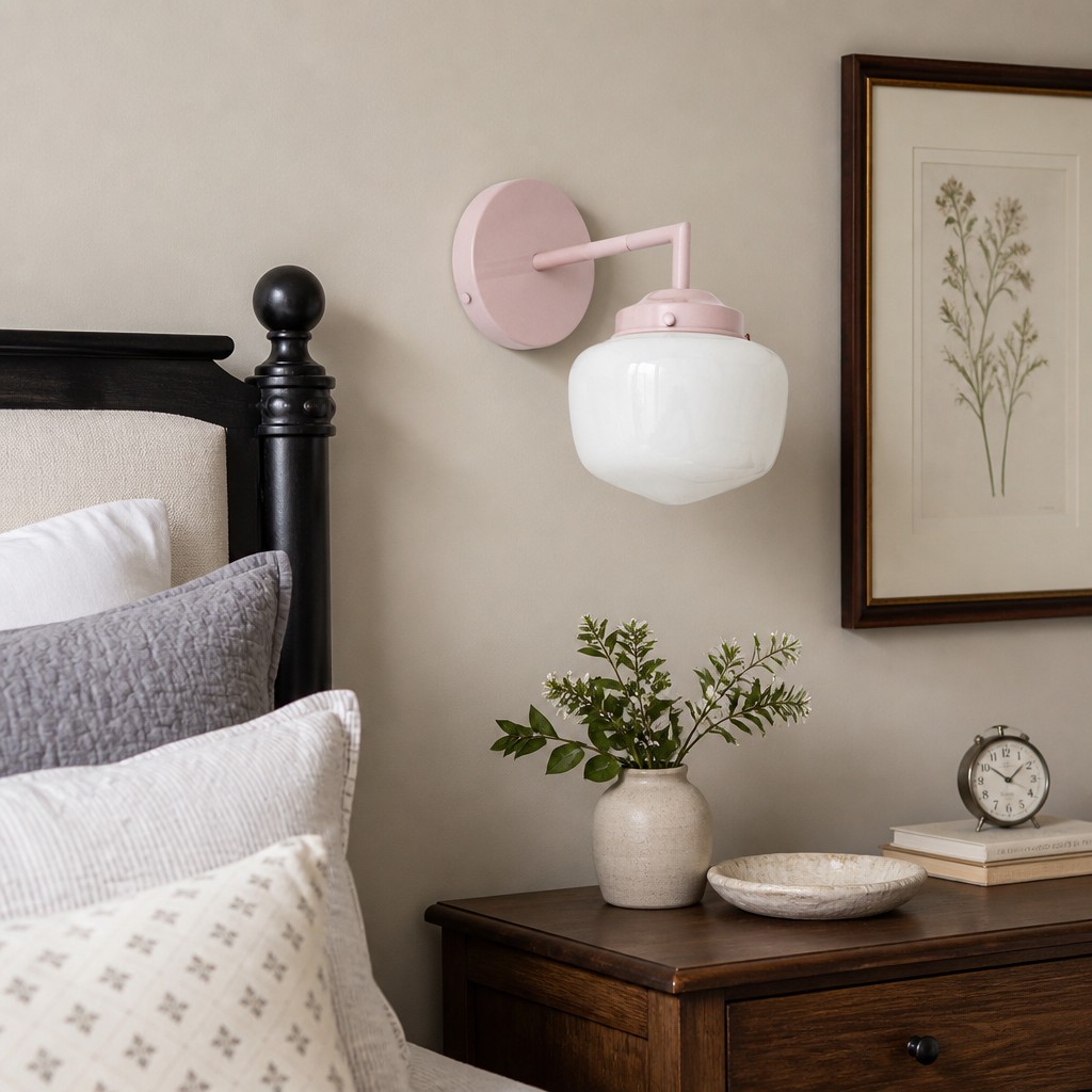 Opalume wall sconce in a bedroom setting