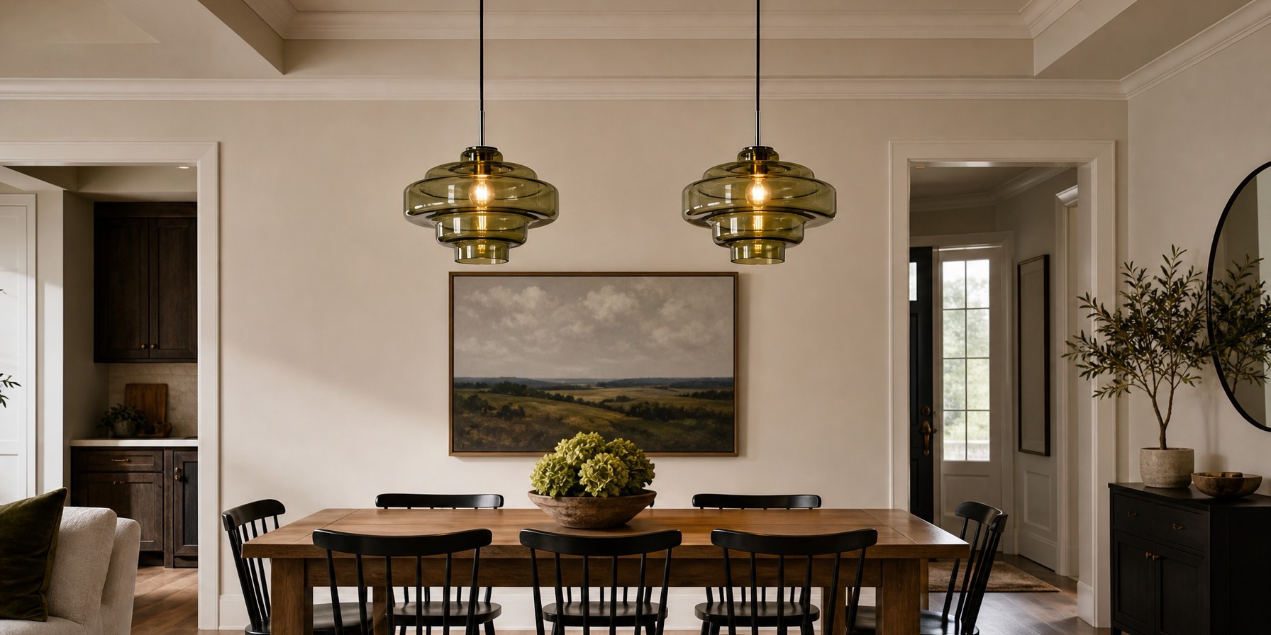 Green glass Koloro pendant lights