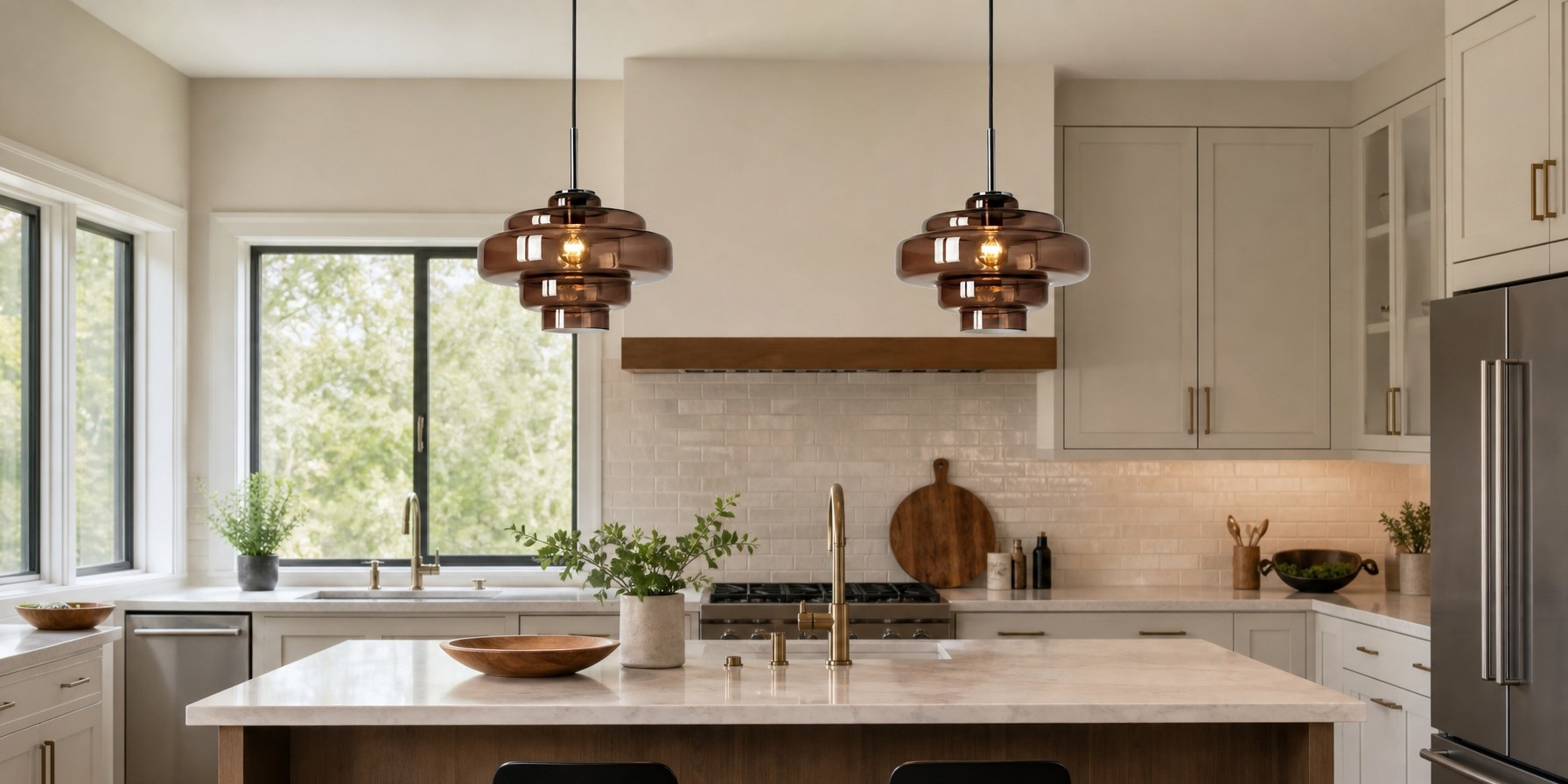 Brown glass Koloro pendant lights