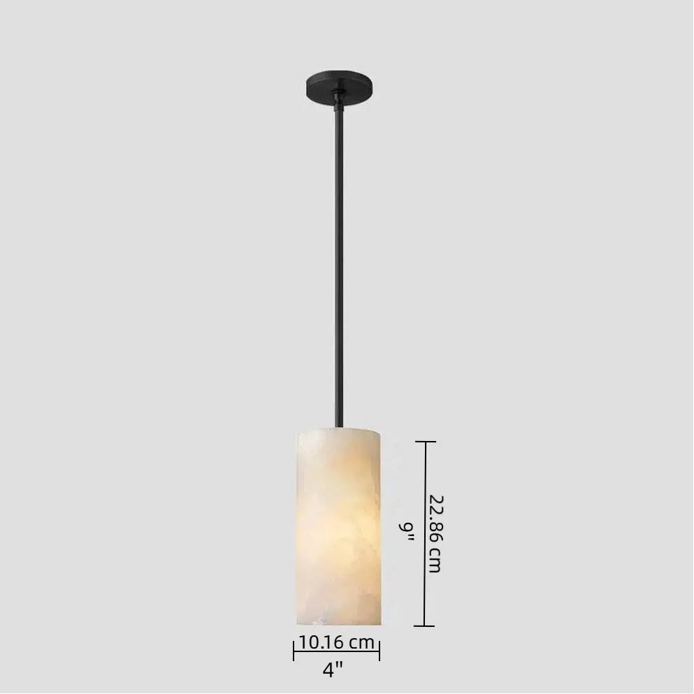 Alabaster cylinder pendant size diagram