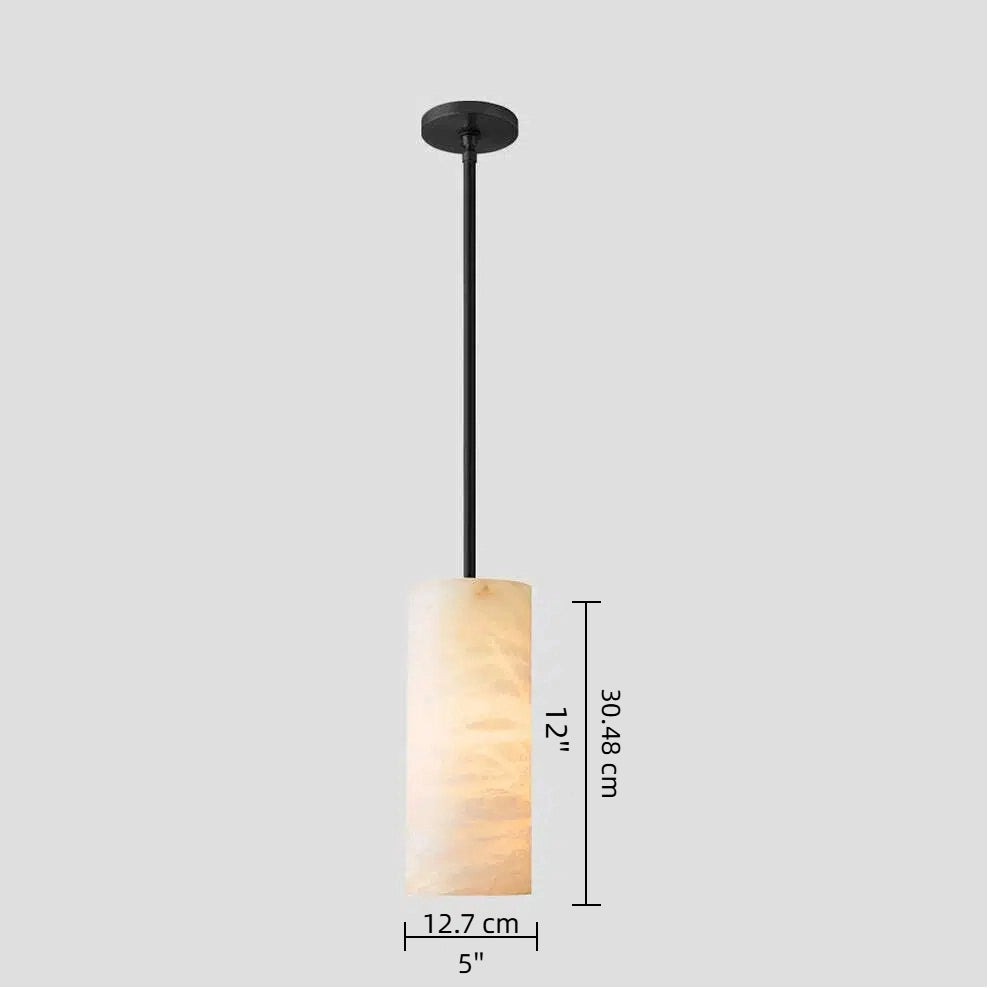 Alabaster cylinder pendant size diagram