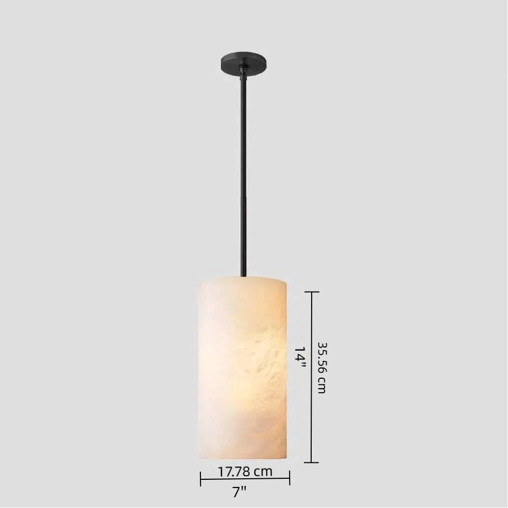 Alabaster cylinder pendant size diagram