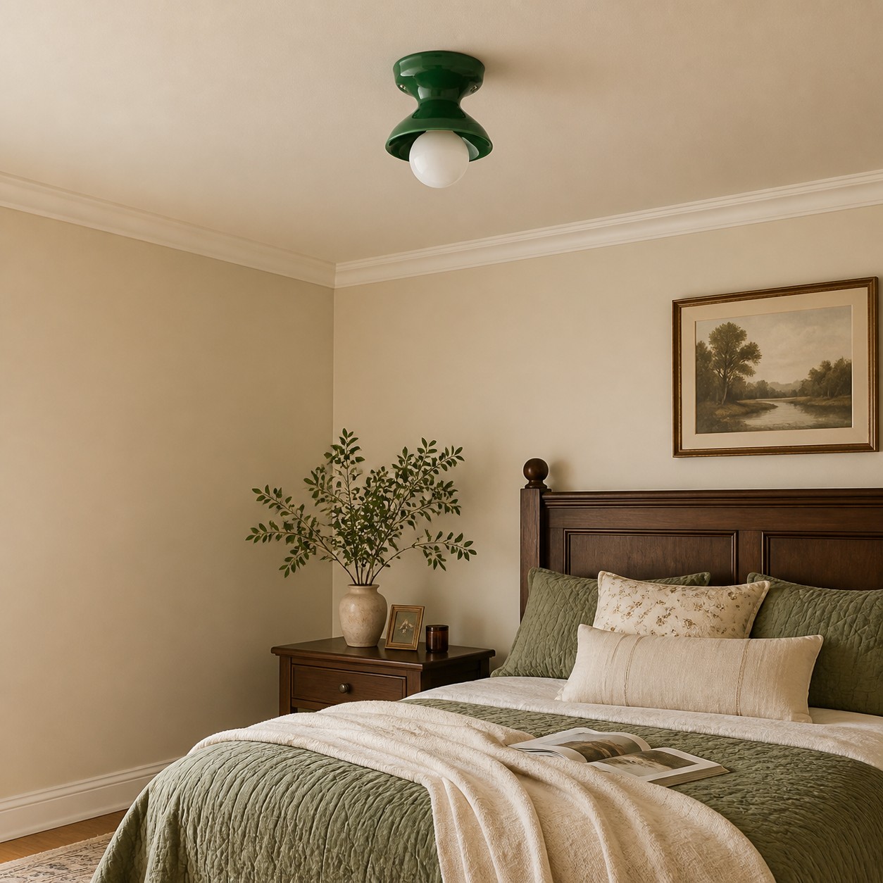 Green Dravin ceiling light in bedroom