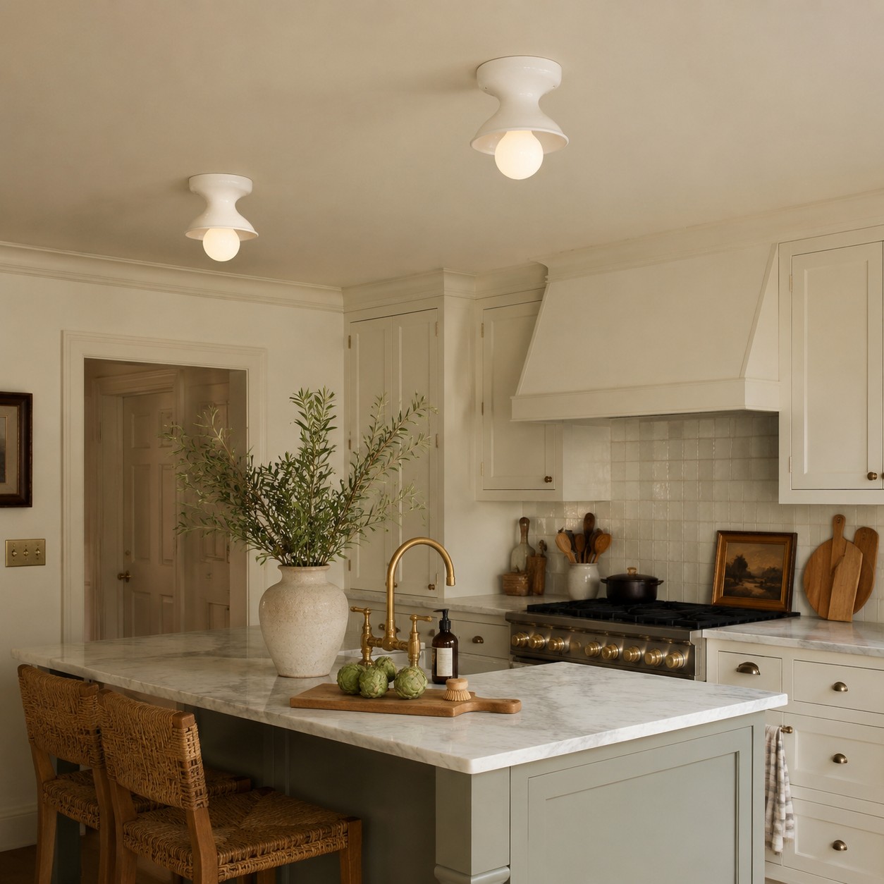 White Dravin ceiling lights in kitchen interior