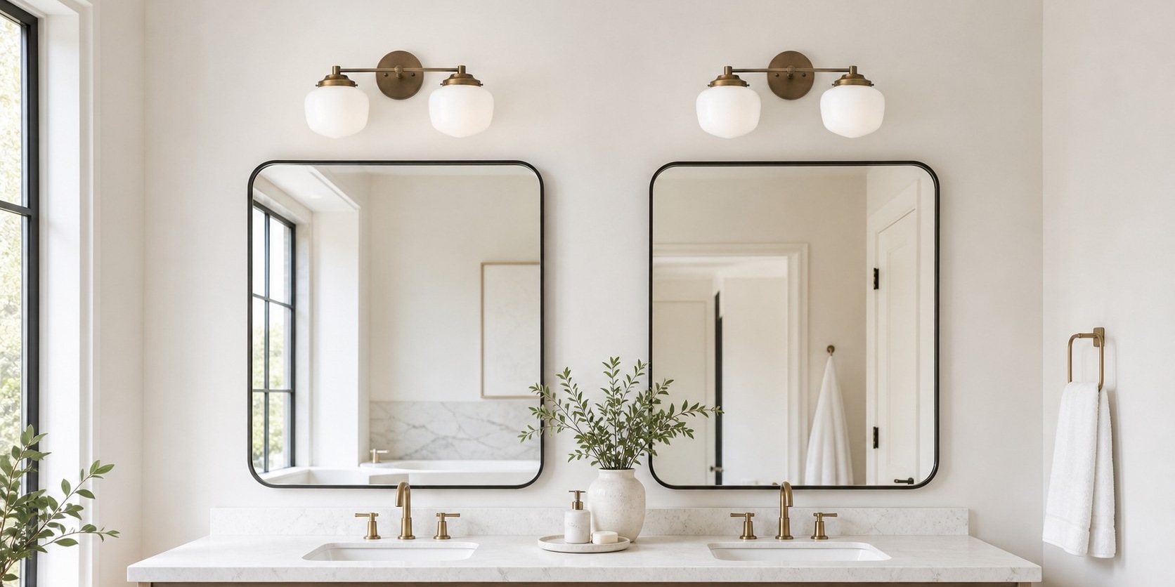 Opalume milk glass vanity wall sconce over bathroom mirrors