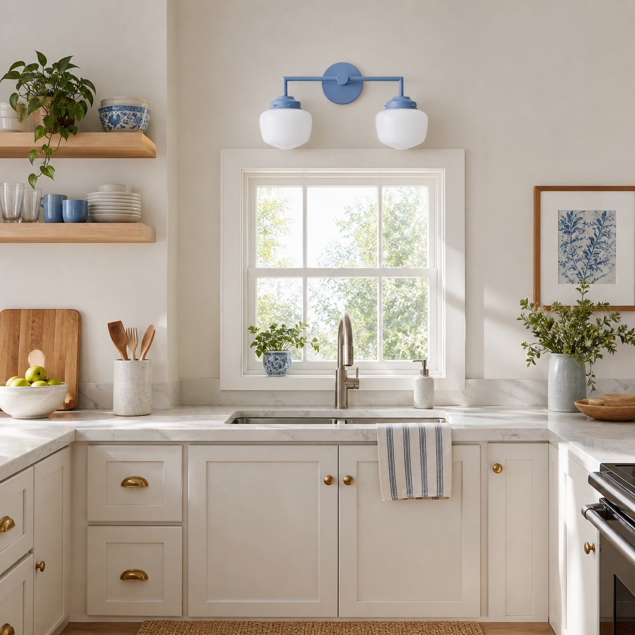 Opalume wall sconce in a kitchen setting