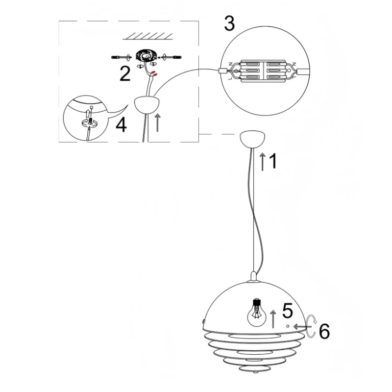 Pendant lamp installation diagram