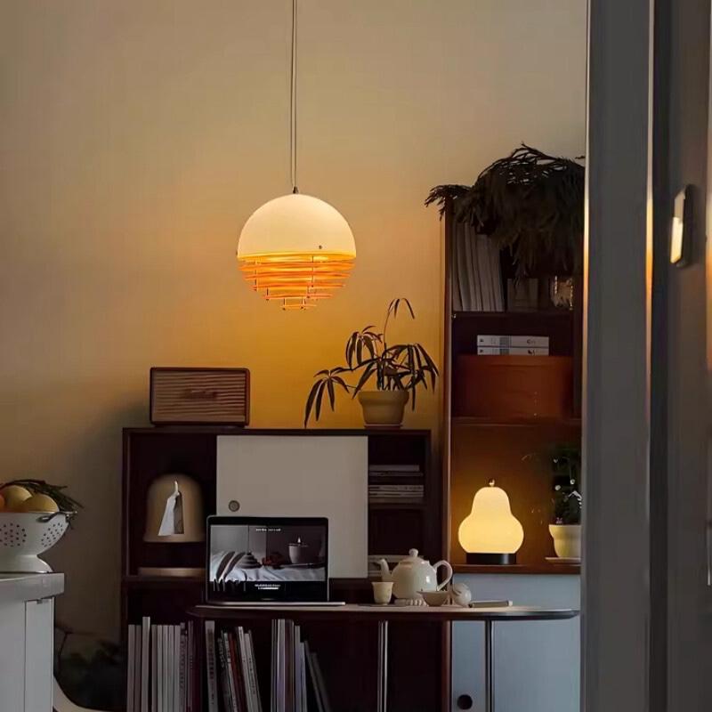 Sunset pendant lamp in a warm living room corner