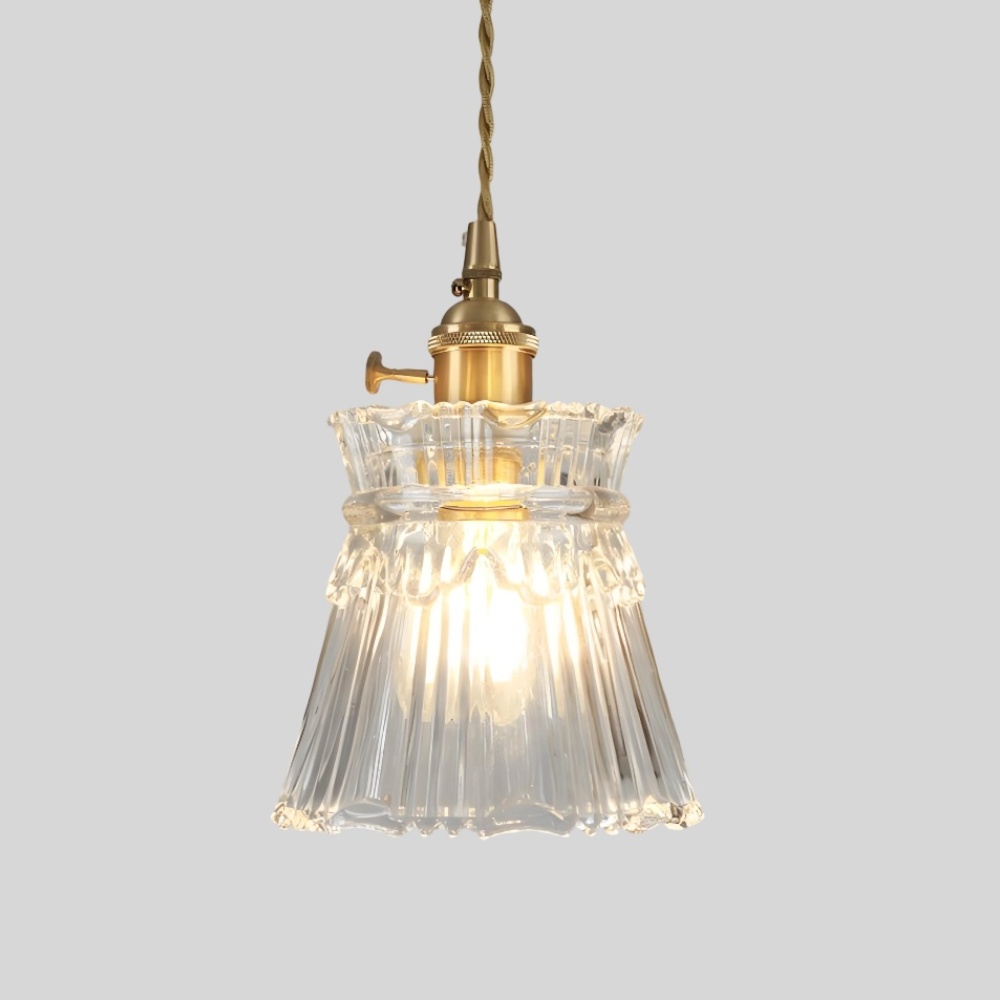 Model B angular ribbed glass pendant shade