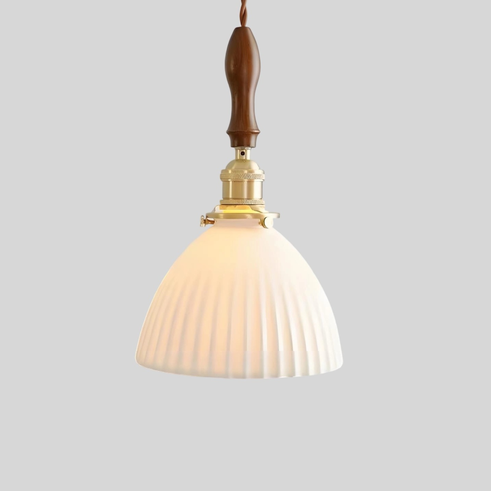 Model G ribbed white glass pendant shade