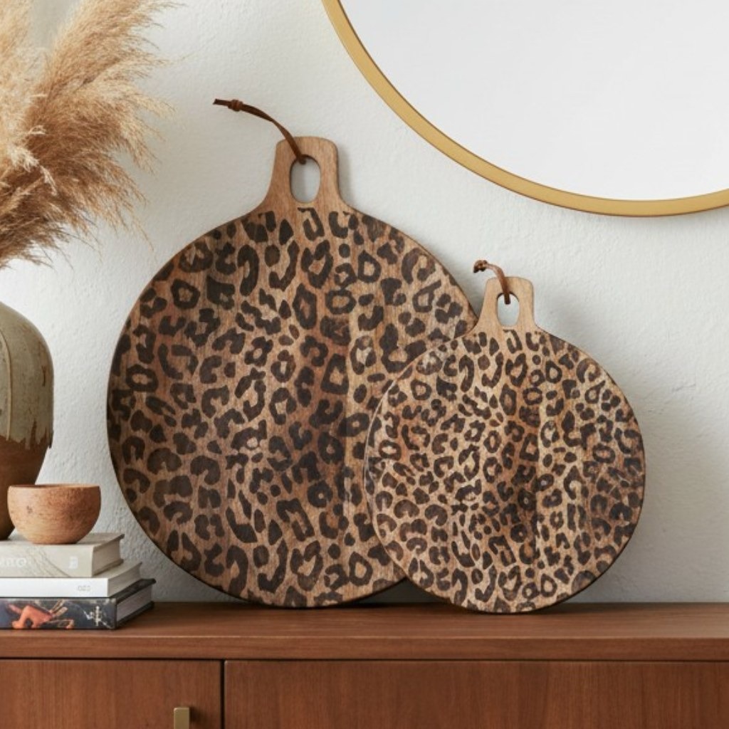 Lepwood Wood Serving Board | Leopard Print Design | Table Styling and Entertaining