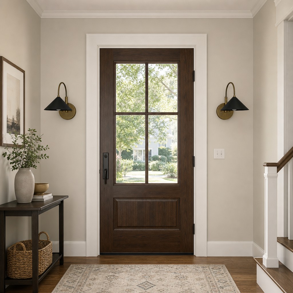 Curva sconces in an entryway