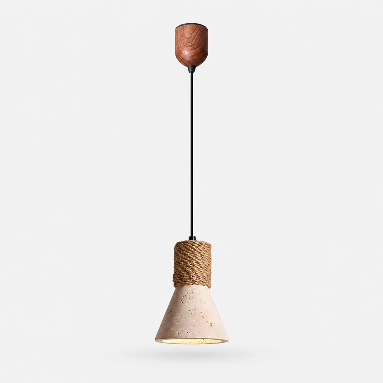Single head retractable pull-down natural pendant light